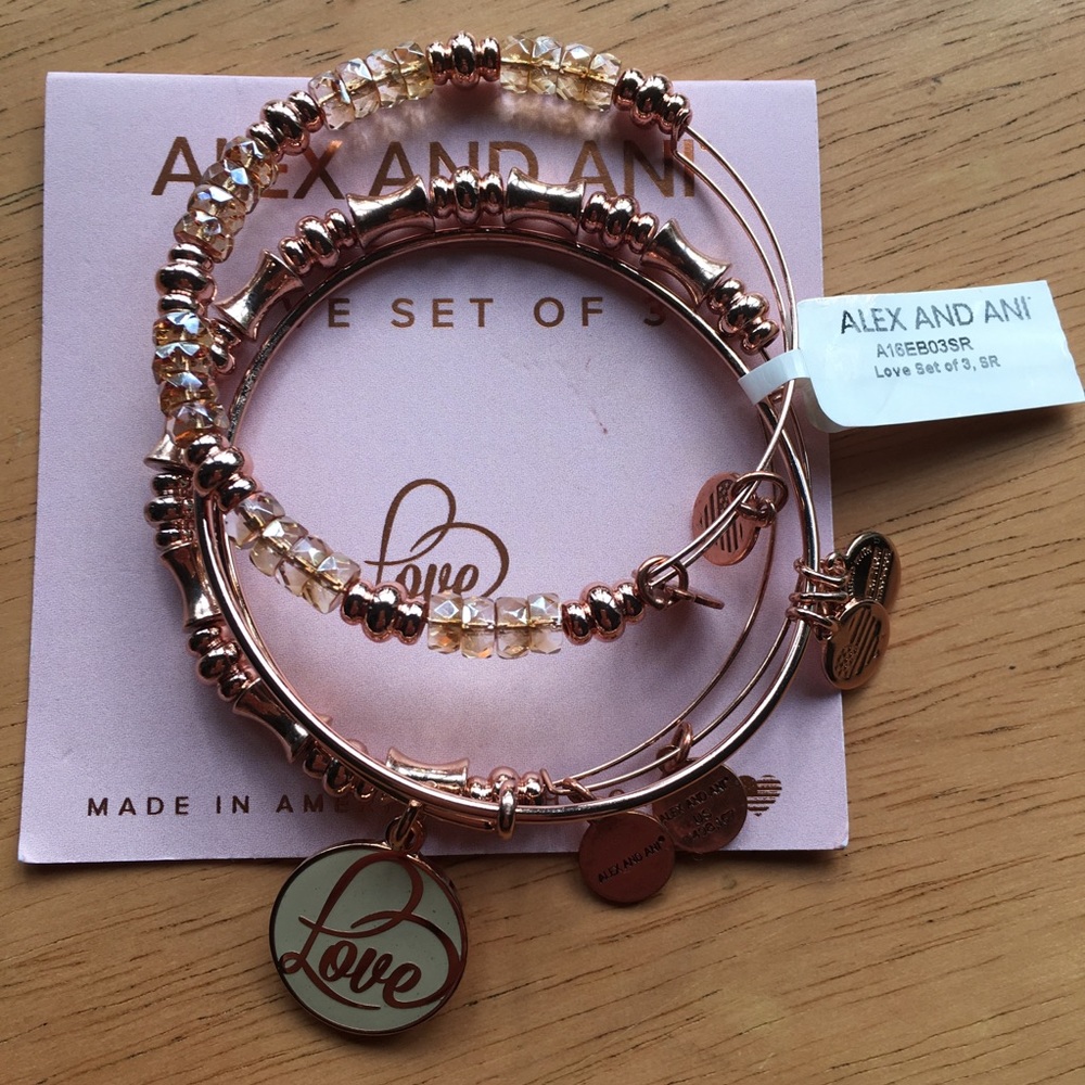 ❌SOLD❌ Alex and Ani Love Set of 3 Bracelets NWT